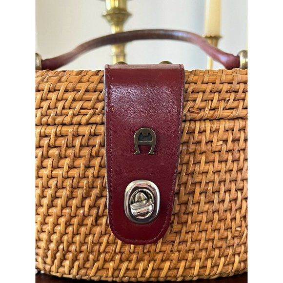 1960’s ETIENNE AIGNER Oval Handmade Wicker Basket Handbag VINTAGE CottageCore - Picture 5 of 9